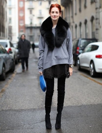 灰毛衣明星路人人手一件 也百搭也出挑