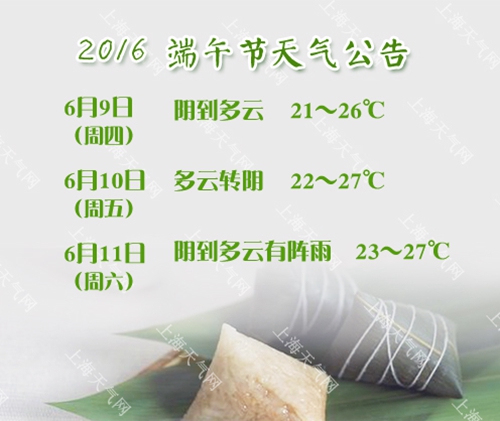 上海端午小长假天气以阴到多云为主 11日将有