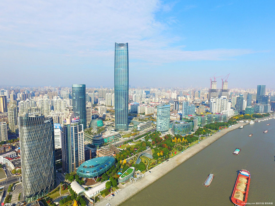 上海"浦西第一高楼"白玉兰广场竣工建成 航拍记录建设过程