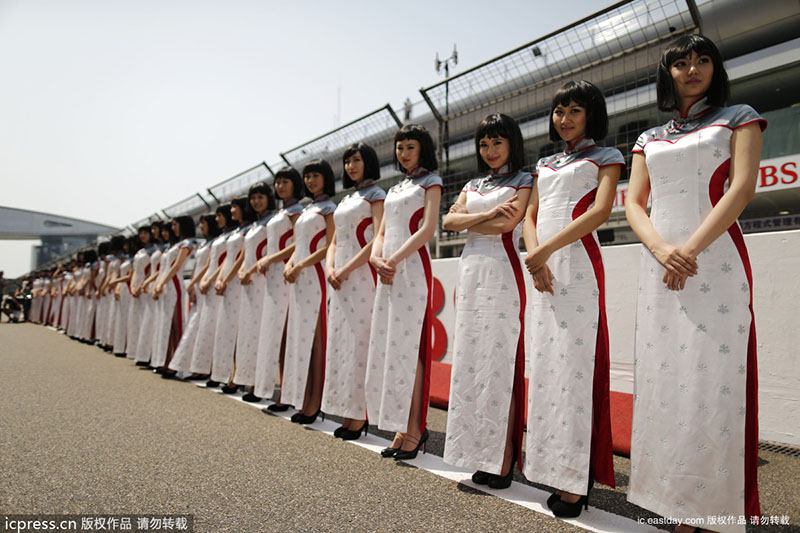 回顾历届F1上海站宝贝美艳服装 旗袍最亮眼尽